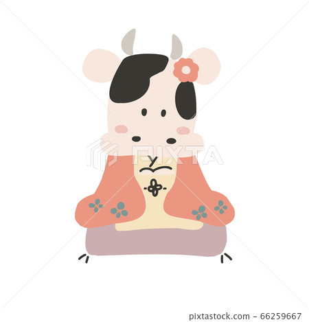 Cute cow in kimono - Stock Illustration [66259667] - PIXTA