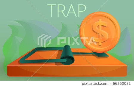 Money trap concept banner, cartoon style 66260081