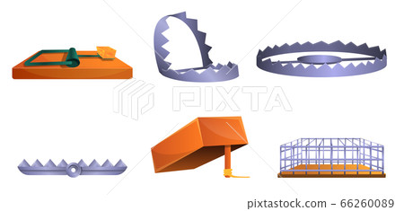 Trap icons set, cartoon style 66260089