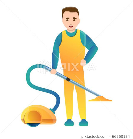 Man use vacuum cleaner icon, cartoon style Man use vacuum cleaner icon, cartoon style 66260124