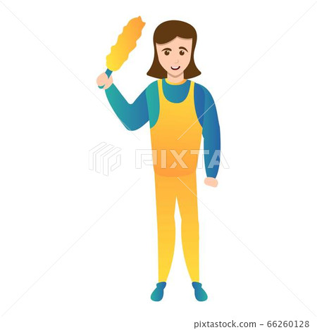 Woman clean home dirt icon, cartoon style 66260128