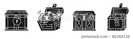 Dower chest icons set, simple style Dower chest icons set, simple style 66260136