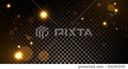 Vector golden particles, sparkling bokeh lights isolated on transparent background 66260304