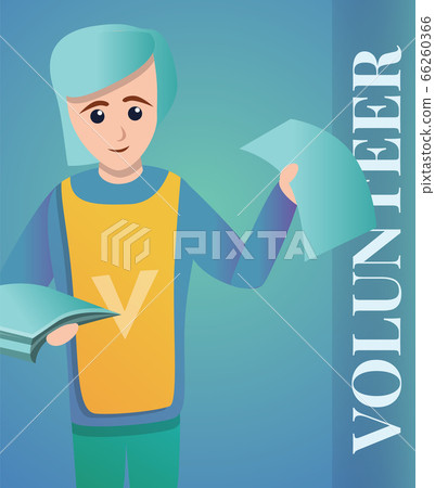 Student volunteer concept banner, cartoon style 66260366