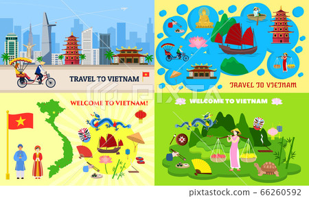 Vietnam banner set, flat style 66260592