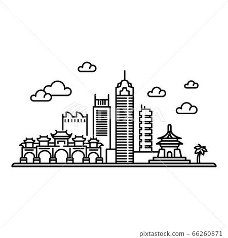 Taipei panorama concept background, outline style 66260871