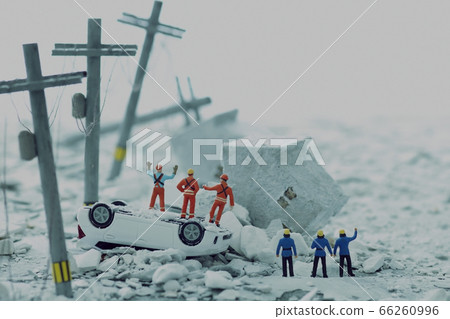 Image of diorama landscape of the city after disaster 66260996
