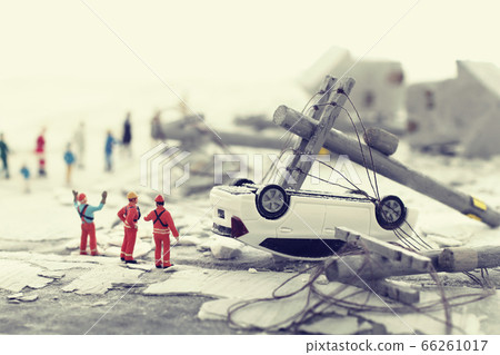 Image of diorama landscape of the city after disaster 66261017