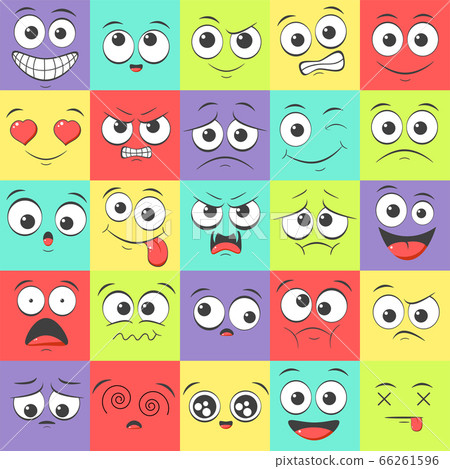 Seamless pattern with emoticons with different - Stock Illustration ...