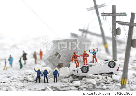A diorama of a city destroyed by a disaster A diorama of a city destroyed by a disaster 66261866