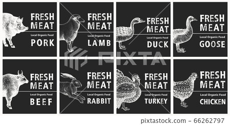 Labels with farm animals. Vintage set templates 66262797