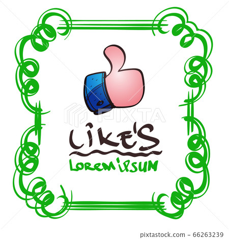 A gesture of approval in the green frame is a sketch of the logo. Element for infographics in the hand drawing style 66263239