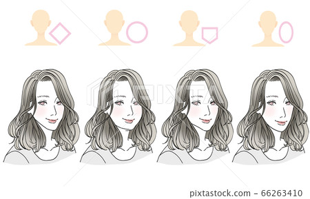 Hair style illustrations by face type 66263410