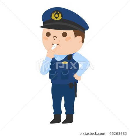 Illustration of a male police officer blowing a whistle. Illustration of a male police officer blowing a whistle. 66263583