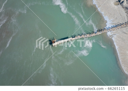 Aerial view of surrealistic industrial place. 66265115