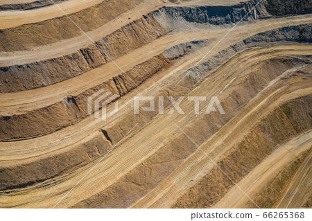 Aerial view of industrial terraces on mineral open 66265368