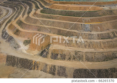 Aerial view of industrial terraces on mineral open 66265370