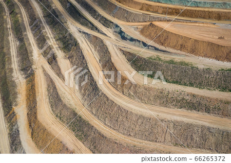 Aerial view of industrial terraces on mineral open Aerial view of industrial terraces on mineral open 66265372