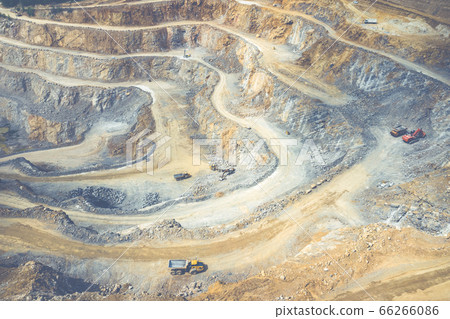 Mining from above. Industrial terraces on open pit Mining from above. Industrial terraces on open pit 66266086