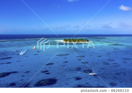 Aerial view of a resort on the southern island An uninhabited island surrounded by coral reefs Saipan Managaha Island 66266210
