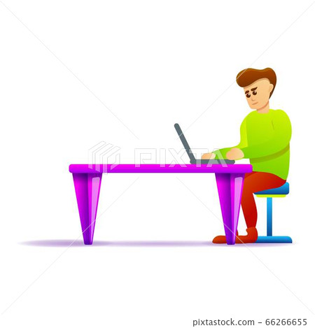 Man work laptop icon, cartoon style Man work laptop icon, cartoon style 66266655