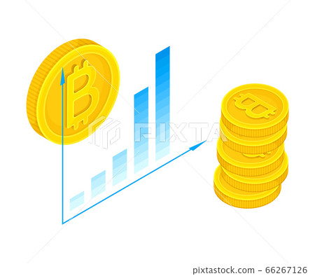 Isometric Bitcoin Profit Chart Displaying Value Increase Vector Illustration 66267126