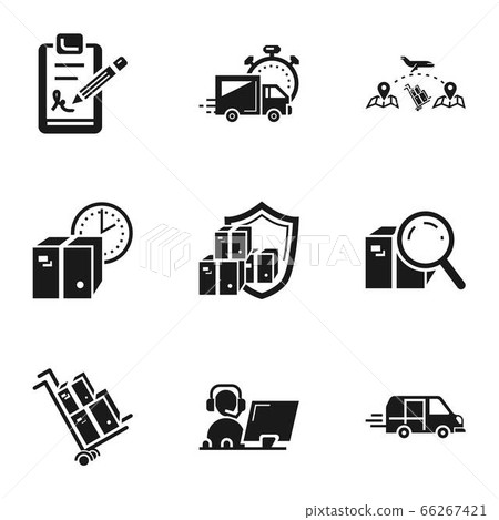 Parcel box delivery icon set, simple style 66267421