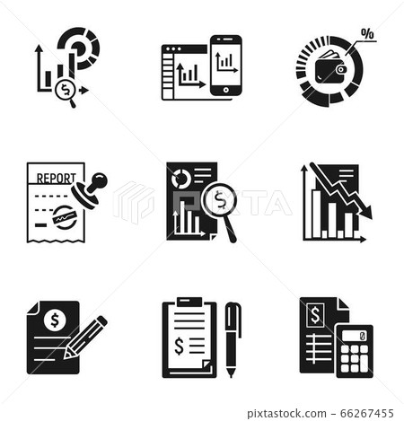 Business report icon set, simple style 66267455
