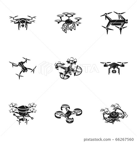 Delivery drone icon set, simple style - Stock Illustration [66267560 ...