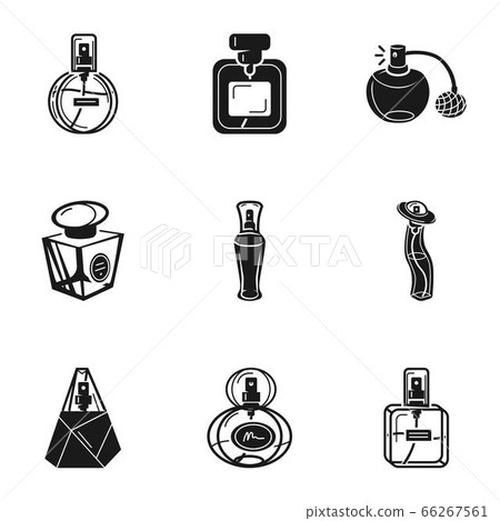 Fragrance bottle icon set, simple style - Stock Illustration [66267561 ...
