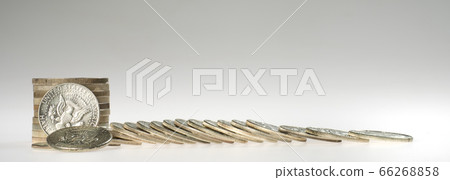 finance. stacks of coins on a gray background finance. stacks of coins on a gray background 66268858