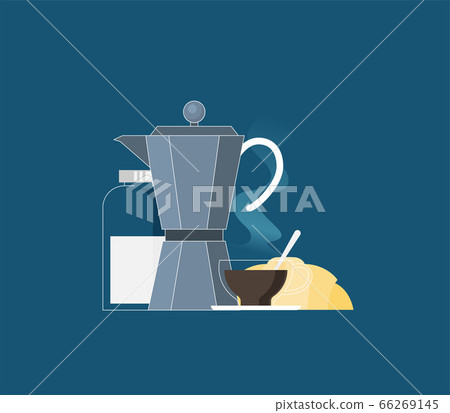 italian coffee maker and cup flat icon flat vector italian coffee maker and cup flat icon flat vector 66269145