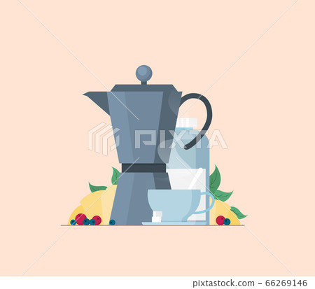 italian coffee maker and cup flat icon flat vector 66269146