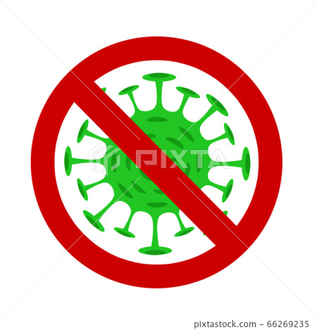 Stop virus or bacteria red sign close up for 66269235