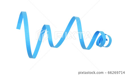 Curled blue paper ribbon 66269714