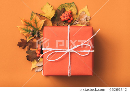 holiday present congratulations gift box autumn 66269842