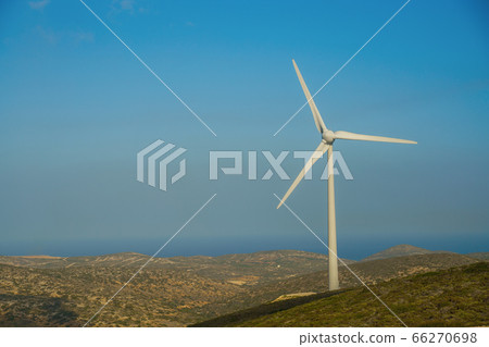 Landscape with hills and wind turbines 66270698