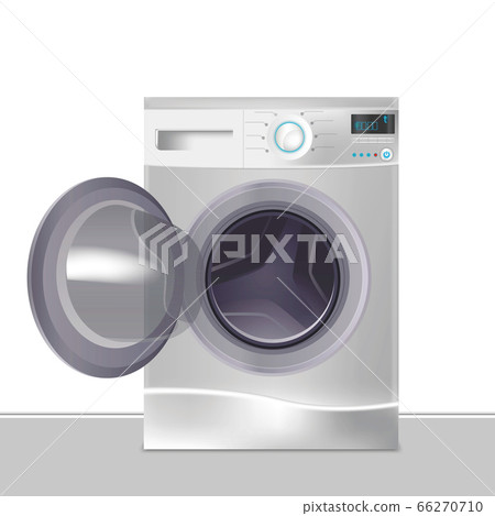 Realistic Detailed 3d Wash Machine Front View. Vector Realistic Detailed 3d Wash Machine Front View. Vector 66270710