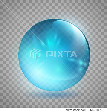 Crystal or glass blue ball. Vector template 66270713