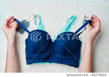 Variety of female bra in underwear store. Variety of female bra in underwear store. 66270826