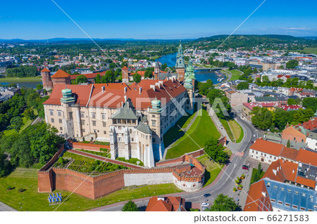 Krakow. Aerial View of Royal Wawel Castle and Gothic Cathedral. Krakow. Aerial View of Royal Wawel Castle and Gothic Cathedral. 66271583