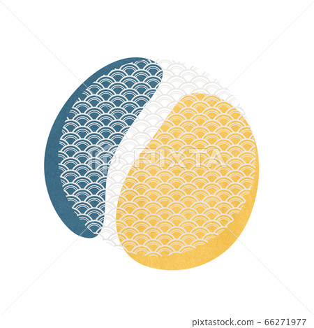 A traditional Japanese pattern in a perfect circle. Dynamic colors. Flowable liquid-like forms and lines. 66271977