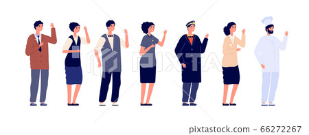 Hotel staff. Hospitality employee, job team wearing uniform. Isolated worker group, flat doorman, manager chef. Service people vector set Hotel staff. Hospitality employee, job team wearing uniform. Isolated worker group, flat doorman, manager chef. Service people vector set 66272267