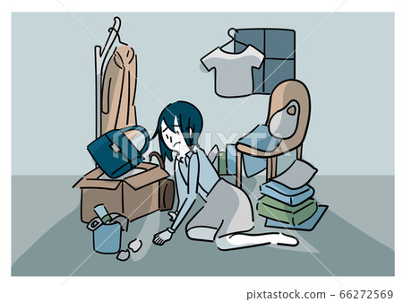 婦女的例證在一間雜亂屋子裡丟失了。 婦女的例證在一間雜亂屋子裡丟失了。 66272569