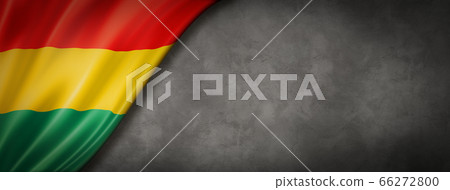 Bolivian flag on concrete wall banner 66272800