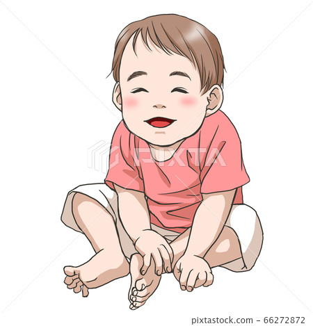 Baby sitting and smiling 66272872