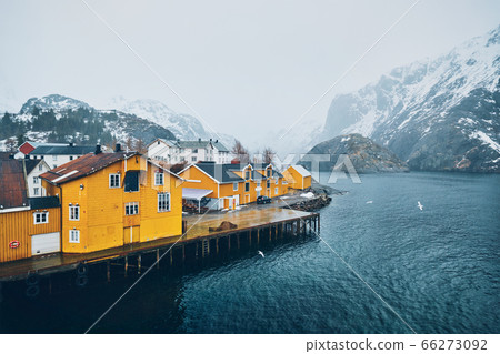 Nusfjord fishing village in Norway 66273092