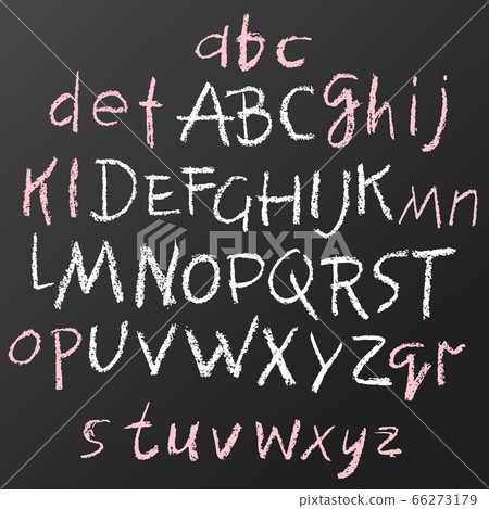 Handwritten vector chalked alphabet. Imitation texture of chalk. Modern hand drawn alphabet. Isolated letters. 66273179