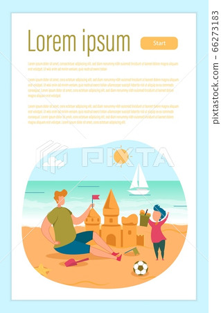 Happy Dad Son Have Fun on Beach Webpage Banner Happy Dad Son Have Fun on Beach Webpage Banner 66273183