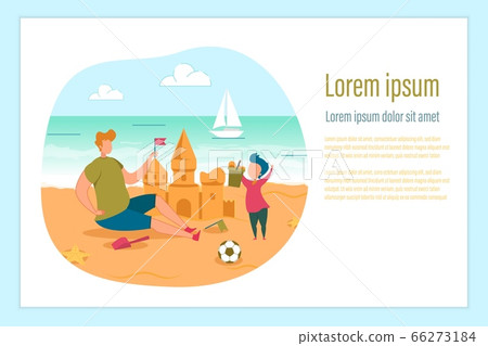 Father Son Family Build Castle on Beach Poster 66273184